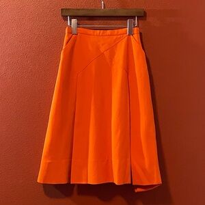 Courreges Women’s‎ Vintage Paris Hyperbole Orange Pleated Wool Academia Skirt